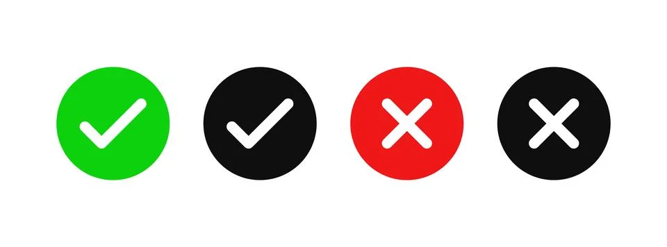 Right and Wrong icon. Check mark icon set vector illustration. Illustrazione stock