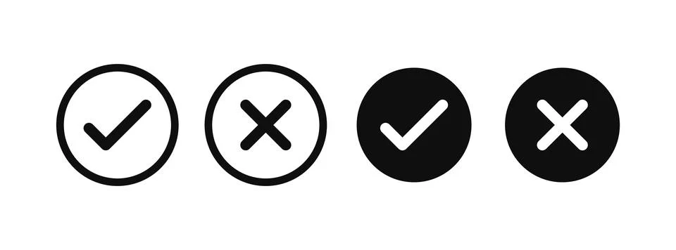 Right and Wrong icon. Check mark icon set vector illustration. Stock Illustration