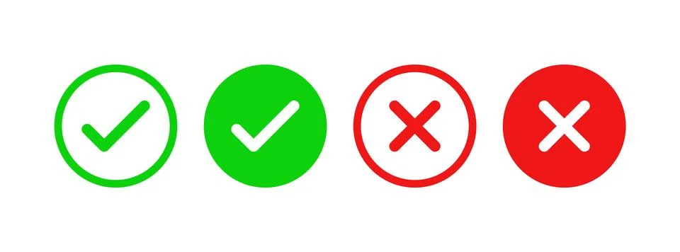 Right And Wrong icon. Check mark icon set vector illustration. Stock Illustration