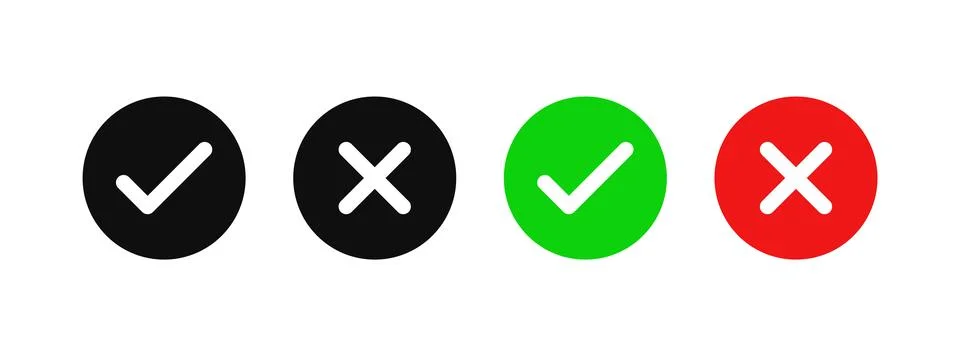 Right and Wrong icon. Check mark icon set vector illustration. Stock Illustration