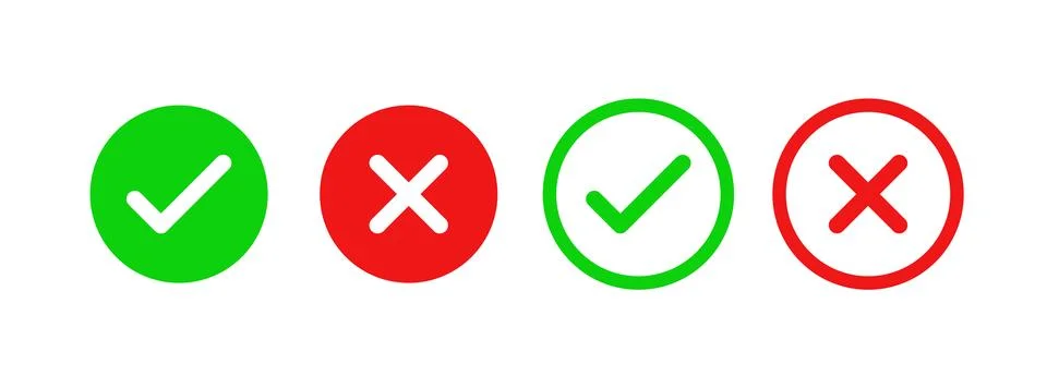 Right and Wrong icon. Check mark icon set vector illustration. Stock Illustration