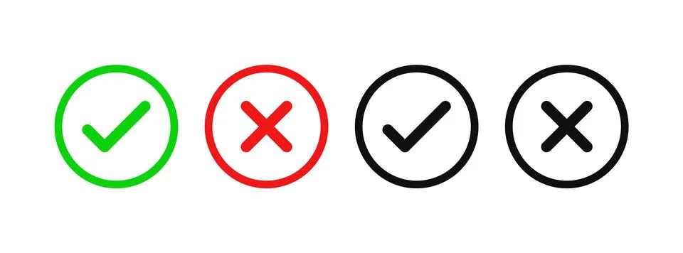 Right and Wrong icon. Check mark icon set vector illustration. Stock Illustration