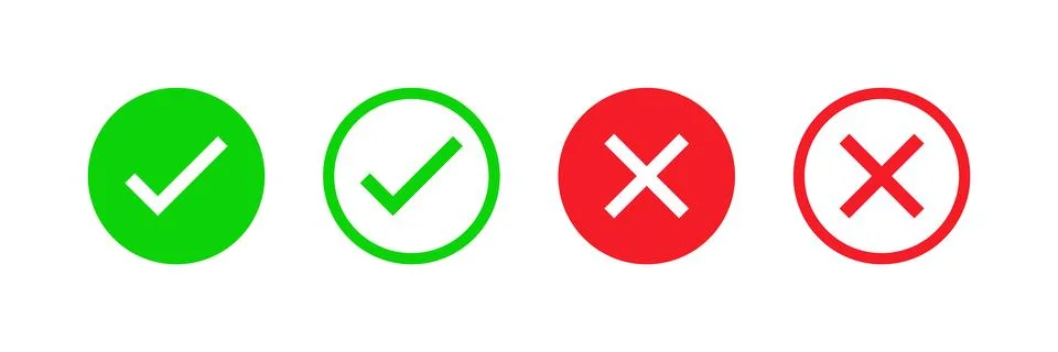 Right And Wrong icon Set. Check mark icon set vector illustration. Stock Illustration