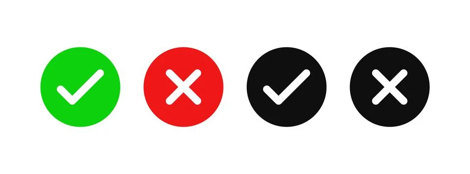 Right And Wrong icon Set. Check mark icon set vector illustration. Stock Illustration
