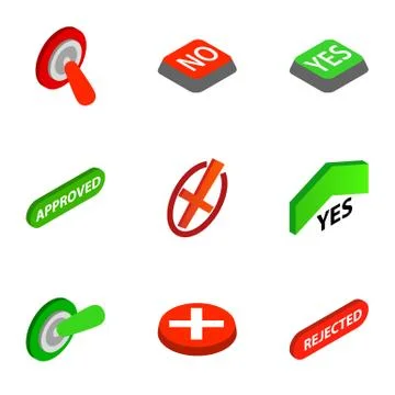 Right and wrong icons, isometric 3d style Stock Illustration