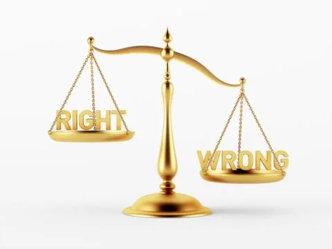 Right and Wrong Justice Scale Concept Stock Illustration