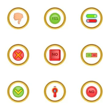 Right and wrong sign icons set, cartoon style 스톡 일러스트