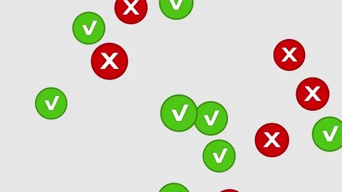 Right and wrong sign pop up and flow up. Stock Footage 233431203