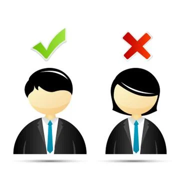 Right and wrong sign with students Stock Illustration