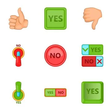 Right and wrong signs icons set, cartoon style Stock Illustration