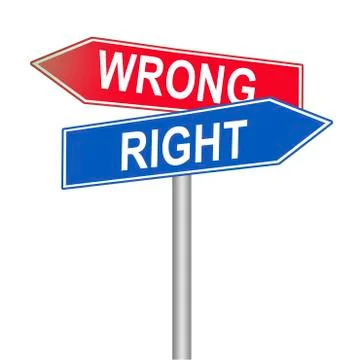 Right and wrong street signs, isolated Illustrazione stock
