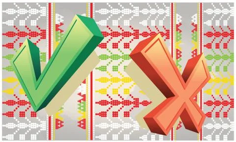 Right and wrong symbol on art design with effect Illustrazione stock