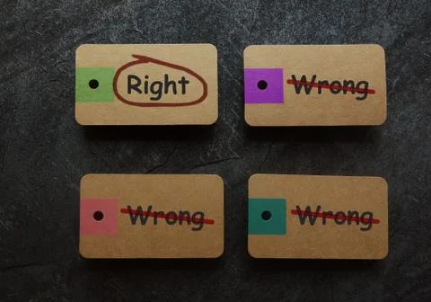 Right and Wrong tags Stock Photos