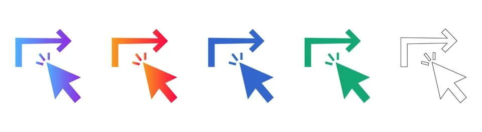 Right Angle Arrow Pointer Icons for UI Navigation Illustrazione stock