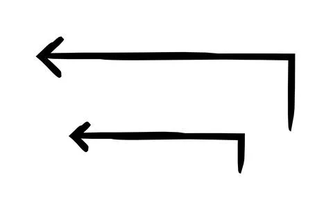 Right-angle arrows turning left hand-drawn sketch graphic element set Stock Illustration