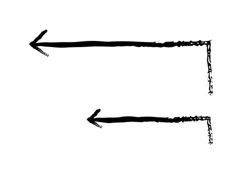 Right-angle arrows turning left grunge doodle design element set Illustrazione stock