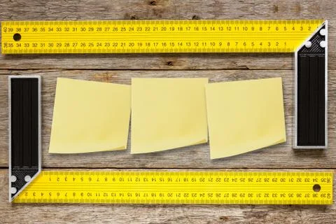 Right angle  tools and sticky notes Stock Photos
