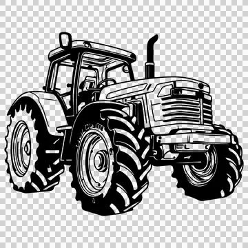 Right Angled View Farm Tractor stationary wheels cabin Stock Illustration