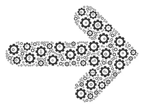 Right Arrow Collage of Gear Illustrazione stock
