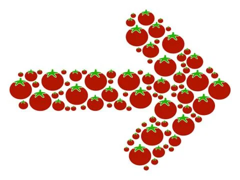 Right Arrow Collage of Tomato 스톡 일러스트