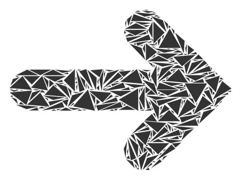 Right Arrow Collage of Triangles Illustrazione stock