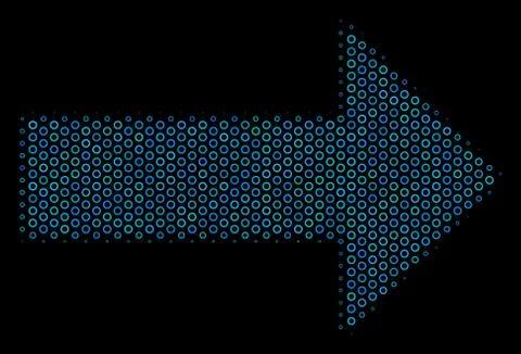 Right Arrow Composition Icon of Halftone Bubbles 스톡 일러스트