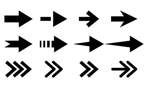 Right Arrow Directional Vectors Set Stock Illustration