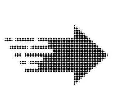 Right Arrow Halftone Dotted Icon with Fast Rush Effect Stock Illustration