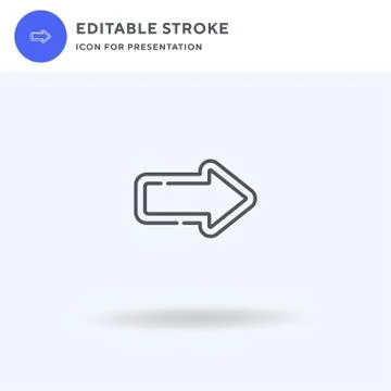 Right Arrow icon vector, filled flat sign, solid pictogram isolated on white, Illustrazione stock