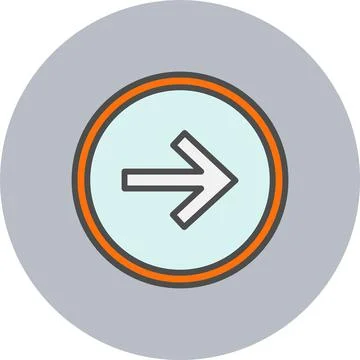 Right Arrow Line Filled Circle Icon Stock Illustration