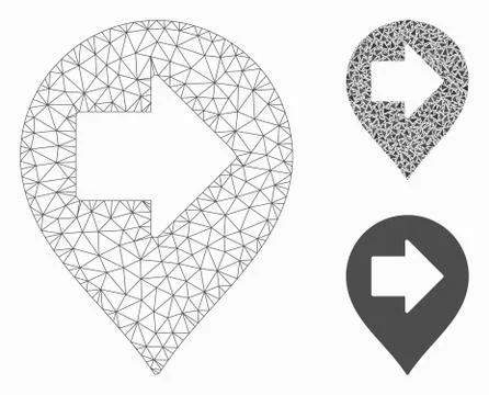 Right Arrow Marker Vector Mesh Network Model and Triangle Mosaic Icon Stock Illustration