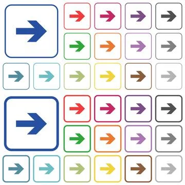 Right arrow outlined flat color icons Stock Illustration