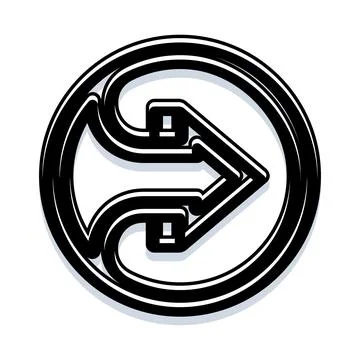 Right arrow pointing movement circle icon Stock Illustration