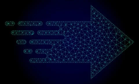 Right Arrow Polygonal Frame Vector Mesh with Fast Motion Effect Stock Illustration