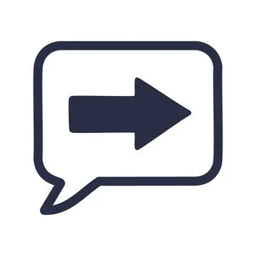 Right arrow speech bubble. Arrow pointing right inside a speech bubble, sym.. Stock Illustration