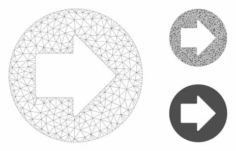 Right Arrow Vector Mesh Network Model and Triangle Mosaic Icon Illustrazione stock