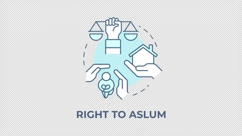 Right to asylum blue concept icon animation Stock Footage 337936608