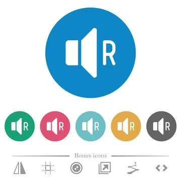 Right audio channel flat round icons Stock Illustration