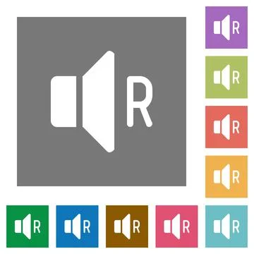 Right audio channel square flat icons Stock Illustration
