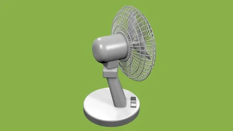 RIGHT AXO VIEW OF OSCILLATING DESKTOP FAN ANIMATION Video stock 98613712