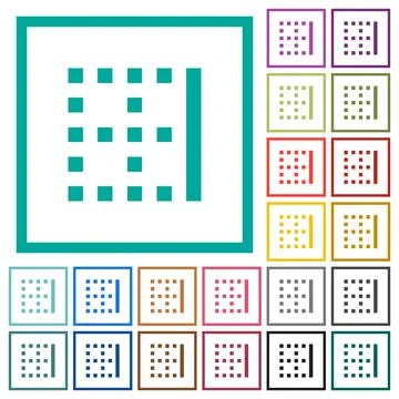 Right border flat color icons with quadrant frames 스톡 일러스트