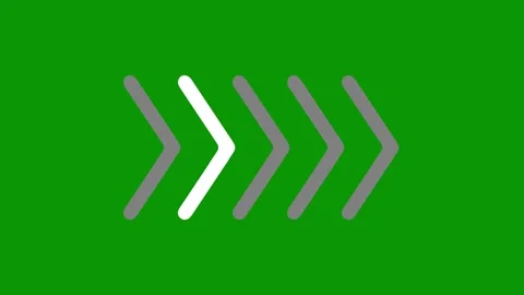 Right chevron arrows moving continuously forward on bright green screen. Vídeo Stock 334701308