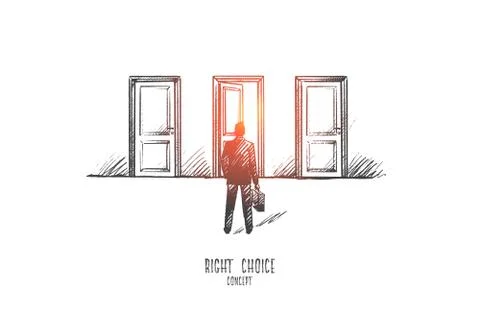 Right choice concept. Hand drawn isolated vector. Illustrazione stock