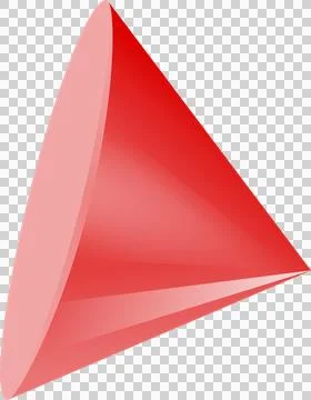 Right circular cone is displaying red gradient shading in 3D render on Illustrazione stock