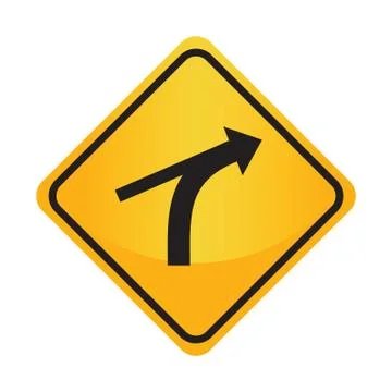 Right curve out intersection warning Stock Illustration