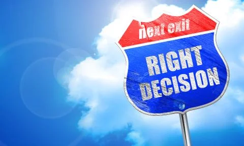 Right decision, 3D rendering, blue street sign イラスト素材