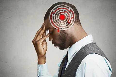 Right decision wisdom strategy concept. Man solving problem thinking Stock Photos