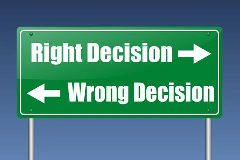 Right decision - wrong decision Illustrazione stock