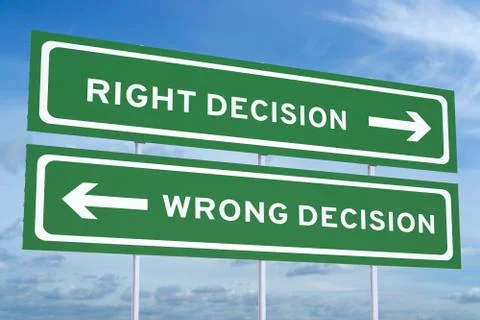 Right Decision, Wrong Decision Road Sign Illustrazione stock