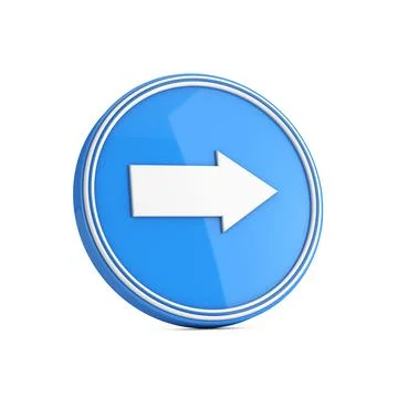 Right Direction Arrow Icon in Blue Circle Button. 3d Rendering Stock Illustration